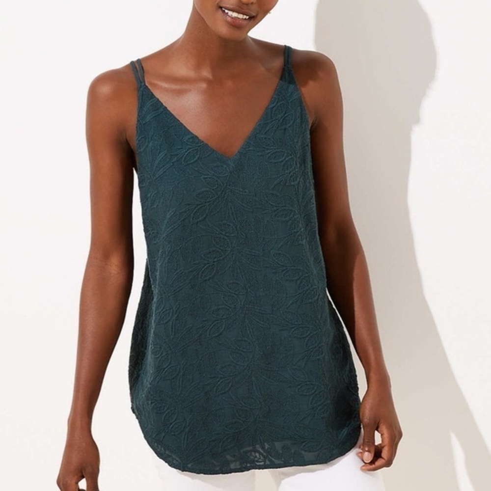 NWT  LOFT “floral embroidered strappy cami” medium